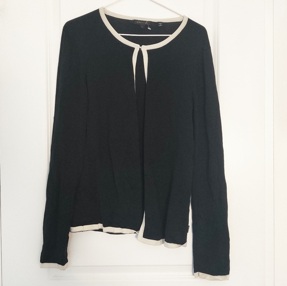 BCBGMaxAzria Black and Cream Silk blend Knit Cardigan – Size L - Picture 2 of 8